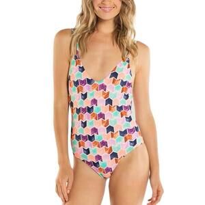 Tori Praver Colorful Strappy Beach‎ Travel One Piece Swimsuit size Large L